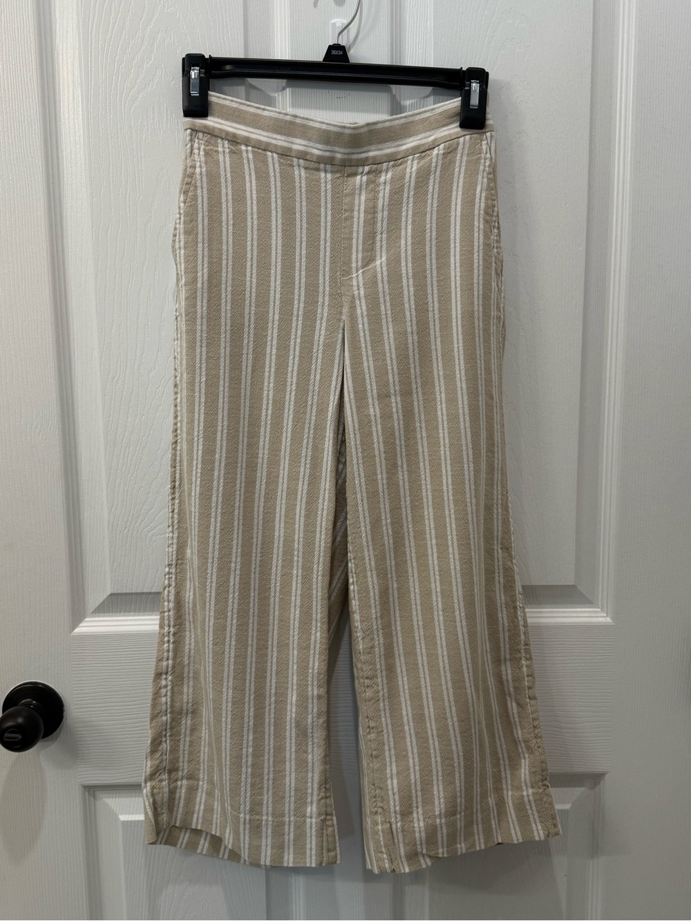 Banana Republic Beige and White Striped Wide-Leg Pants